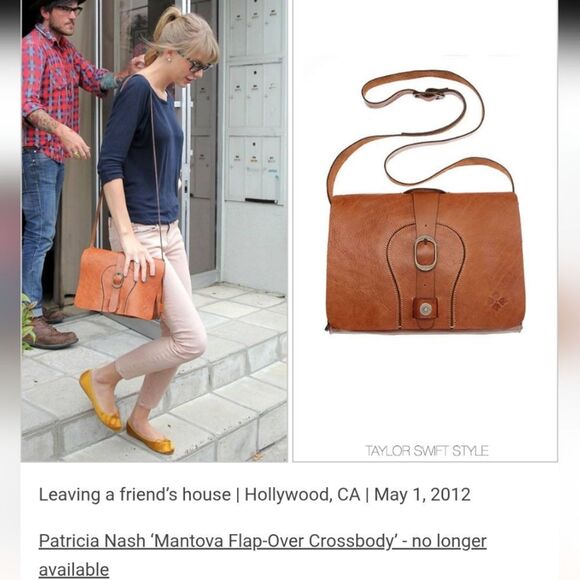 Patricia Nash Taylor Swift Mantova Flip-over Crossbody Brown Leather Pur… - Picture 1 of 14
